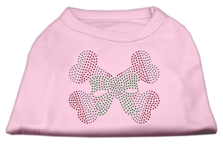 Candy Cane Crossbones Rhinestone Shirt Light Pink XXXL